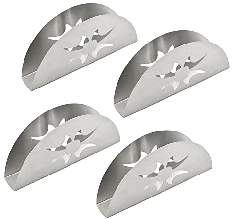 FEMONGY Lot de 4 porte-serviettes en acier inoxydable, porte serviette de table, porte-serviettes en papier - Pour décoration de table dans un restaurant, un café, un hôtel ou une cuisine - Argenté