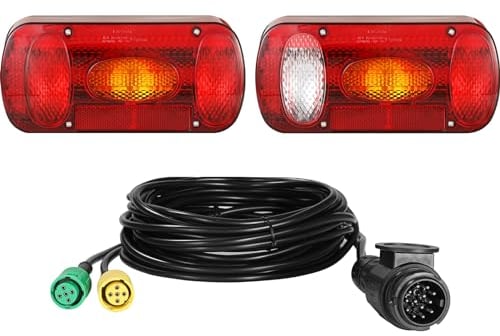 TLGREEN Anhänger Rückleuchten Set, Rücklicht Anhänger Beleuchtung 13 polig 12V Anhängerbeleuchtung Rücklichter mit 6 Funktionen, 2 * 5.5m Kabelsatz und E-Geprüfte