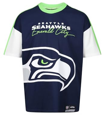 Recovered Seattle Seahawks Cut and Sew Dunkelblau Oversized NFL T-Shirt - XXL