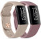 2 Straps Compatible with Fitbit Charge 3 /Charge 4 Strap for Women Men, Silicone Soft Replacement Bands for Fitbit Charge 3 4 with Steel Buckle, Small-Milk Tea+Smoke Purple