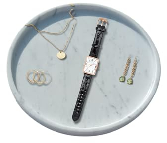 ROTONDI Carrara – Piatto Rotondo in Marmo Bianco Ø 25 cm | Elegante, Lucido, Naturale | Decorazione Casa, Bagno, Cucina, Soggiorno | Portaoggetti e Arredo Design