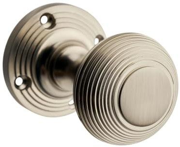 Designer Levers - Beehive Mortice Door Knob - Brushed Satin Nickel - Pair