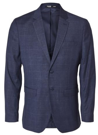 SELETED HOMME Slhslim-Neil Dark Blue Check BLZ Noos Blazer, Bleu foncé/Carreaux : Carreaux, 102