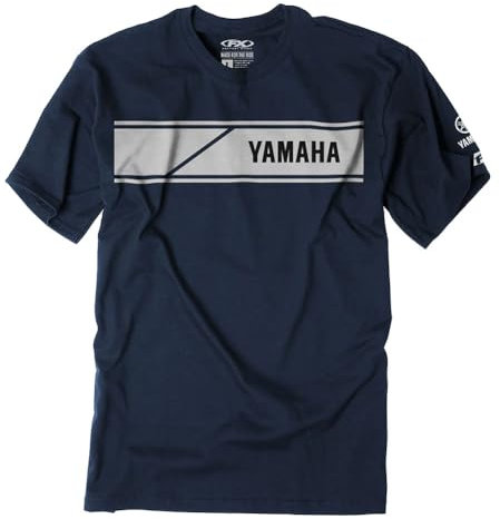YAMAHA S/S T-Shirt 100% Cotone Powersports Moto ATV UTV Girocollo Manica Corta T-Shirt, Block Navy, L