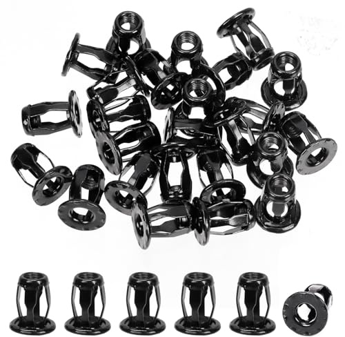Mardatt 25Pcs M6 Jack Nuts Sortiment Kit, Expansion Insert Nuts Petal Nuts Jack Nut Schraube Anker für Hohlwand Kunststoff Polywood Pressboard Hardboard (M6 -Schwarz)
