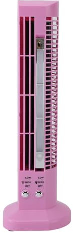 Qcwwy Miniature Tower Bladeless Fan, 2 Speeds Cool Air Supply Tower Fan Small Quiet Bladeless Tower Conditioner with LED Night Light for Indoor Home Desktop (Pink)