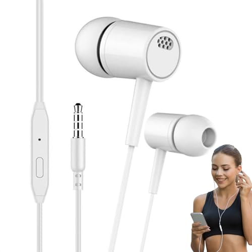 Shurzzesj Auricolari con cavo da 3,5 mm, cuffie ergonomiche, microfono con jack da 3,5 mm, potenti e bassi pesanti, per casa, tablet, telefono cellulare