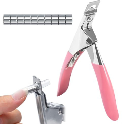 XPEX 1 Pièces Coupe Ongles En Acier Inoxydable Avec 10 Aimant, Professionnel Guillotine Capsule Ongle, Coupe Ongle Capsule, Convient Pour Coupe Faux Ongles, Ongles Acryliques, Artificiels(Rose)
