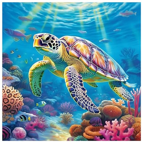 Mandun Art Schildkröte Diamond Painting Erwachsene Meeresschildkröte Diamant Painting Full DIY Diamant Kunst Malerei Stickerei Set Home Wand Dekor 30x30cm