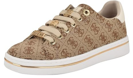 Guess Baskets Stasey pour Femme, Logo Marron Rose Moyen 210, 35 EU