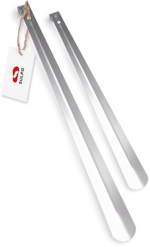 SULPO 2er Pack 51cm & 66cm Stabil Schuhlöffel aus Edelstahl - Schuhlöffel Lang - Schuhlöffel Metall mit Aufhängeloch - Schuhanzieher Lang - Shoe Horn