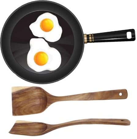 Amosfun Espátula De Madera Maciza para Cocina Cuchara De Madera Ranuras Utensilio De Cocina para Sartenes Antiadherentes para Cocinar