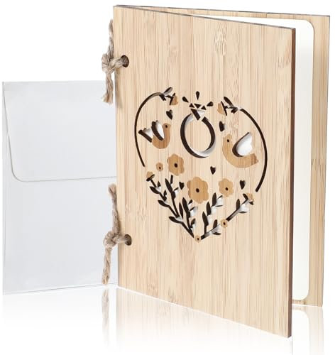cobee Glückwunschkarte Hochzeit, Hochzeitskarte Holz mit Umschlag, 15 x 11cm Grußkarten zur Hochzeit Hochzeitskarten Jahrestag Karten Geschenkkarte für Valentinstag Jahrestag Einladungskarten