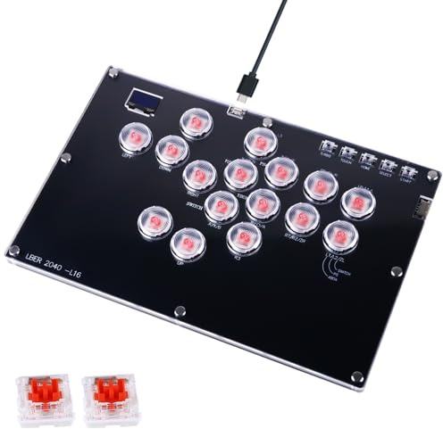 Manette d'arcade Stick L16, contrôleur sans levier Street Fight avec Turbo et SOCD, Arcade Stick Street Fight pour PC/PS3/PS4/Steam/Switch clavier de jeu - Prend en charge le Hot Swap et RVB