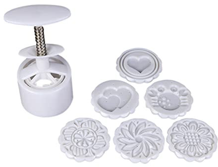 Moule à gâteau traditionnel chinois pour le festiv Avec 6 tampons en forme de fleur, outils de décoration de gâteaux en forme de lune, Fondant à pression manuelle, emporte-pièce, outil de cuisson