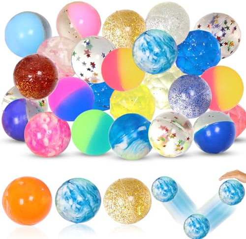 24 stycken lågor för barn, ludd 27 mm barns födelsedag gästgåvor, studsbollar, studsbollar för barn, gummibollar, souvenir barnfödelsedag, Pinata-fyllning, födelsedagspresent