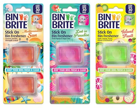 6x Stick On Bin Freshener Smelling Fresh Dustbins Swing Pedal Air Fragrance Mediterranean Sun Island Fruit Lost in Paradise - Bundled by Smart Cutie