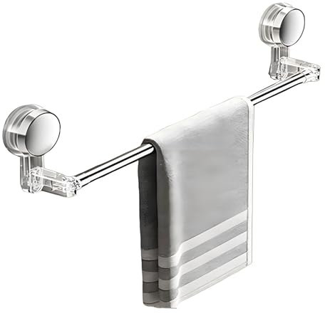 Porte Serviette d'angle Réglable, Barre Porte Serviette Gain De Place pour Salle De Bain Ou Cuisine, Porte Serviette Télescopique avec Ventouses Puissantes(Transparent,30-60cm)