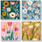 Bowetile 4 Stück Blume Malen Nach Zahlen Kinder ab Adults Jahre Mädchen mit Rahmen, Malen Nach Zahlen Kinder, Diy Gemäide Bastelset auf Leinwand mit Pinseln und Acrylpigment für Home Décor, 20x20cm