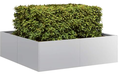 Iiaky Jardinière 100x100x30 cm Acier galvanisé,Jardiniere sur Pieds,Bac avec Treillis,Jardiniere Terrasse