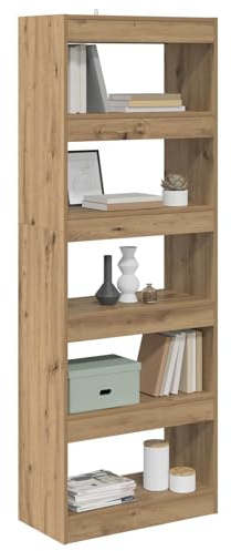 vidaXL Book Cabinet Artisan oak 60 x 30 x 166 cm Engineered wood, Modern Bookshelf, Rectangular Storage Bookcase, Functional Living Room Organizer, Ample Space, Decorative Display Unit