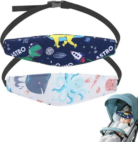 2 Stück kindersitz kopfstütze schlafen,Kopfstütze Auto Kinder, Baumwolle Kopfband kindersitz, Kopfhalterung Kindersitz Verstellbare Stirnband Kinder für Autos, Babyschale, Kinderwagen