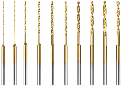10Pack Mini Twist Drill Bit Set, 0.6mm-2.2mm Fully Ground Micro Drill Bits Shank Titanium Coated Tiny Drills Bit Hole Drilling Tool, High Speed Steel Jewelry Drills Bits for DIY Wood Bead, Hss 2.35mm | Shank Titanium Coated, Tiny Drills Bit, Hole Drilling Tool, High Speed Steel, Jewelry Drills Bits, for DIY Wood Bead