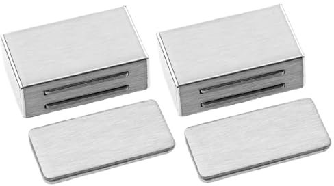 Aimant Porte Placard,Aimant pour Porte de Placard,Loquet de Portes Magnétique en Acier Inoxydable,Aimants Autocollant pour Portes Coulissante Tiroirs Fenêtre Armoire,sans Perçage (Argent 2 pièces)