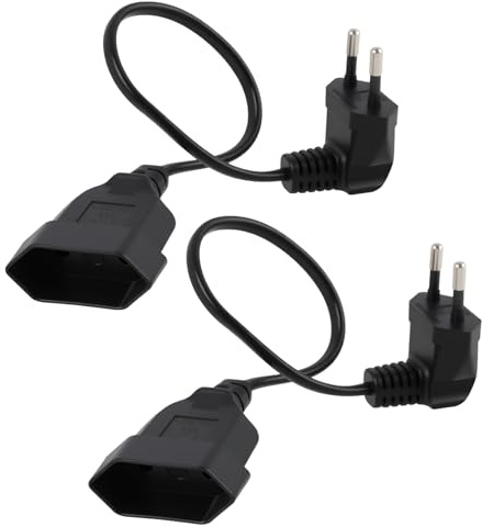 2 PCS Verlängerungskabel Eurostecker Kurz, 0,3 m, 2,5A 250V, 90 Grad rechtwinkliges Euro-Stromverlängerungskabel, kurzes Verlängerungskabel für Haushaltsgeräte, TV, PC, Monitor, Lampen & Elektrogeräte