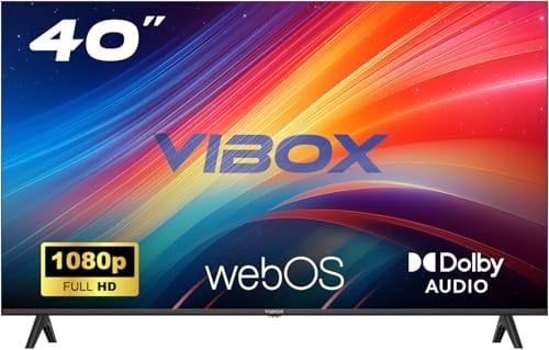 VIBOX FHD 40 Pouces Smart TV | WebOS | HDR10 | 3X HDMI, 2X USB | Dolby Audio| Compatible Fixation Murale | Télécommande gestuelle avec Commandes de Streaming