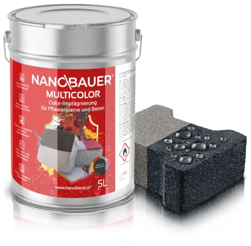 Pflastersteine Imprägnierung Farbe | NANOBAUER Mutticolor | Farbe: Anthrazit 7016 | Kapazität: 5L / 25m² | 2-in-1 Imprägnierung Schutzfarbe Farbimprägnierung Steinimprägnierung Pflasterstein