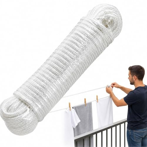 Spago/Corda in Polipropilene Multiuso Bianca 4 mm x 20 M, Resistente per il Fai da te, Corsa Stendi Biancheria