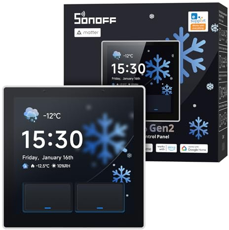 SONOFF NSPanel Pro Gen2 Panel de Control con Relé | Zigbee Hub & Matter Bridge, Termostato, Alarma, WiFi 2.4/5GHz, Control por Voz Alexa, Google, Apple, Home Assistant