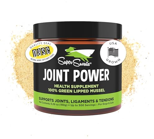 Super Snouts Joint Power – 5.29oz Powder – Joint Supplement for Dogs and Cats with 100% Green Lipped Mussel Helps Ease Discomfort & Stiffness– Made in The USA