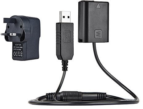 Andoer NP-FW50 USB Dummy Battery with UK Plug Replace for AC-PW20 compatible with Sony NEX-3/5/6/7 Series A33 A37 A35 A55 a7 a7R a7II A6000 A6300
