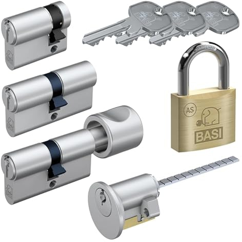 BASI | AS Schließzylinder | gleichschließend und frei kombinierbar | Viele Längen verfügbar | Profilzylinder für Haus und Wohnung | Halbzylinder A:10 mm B:40 mm