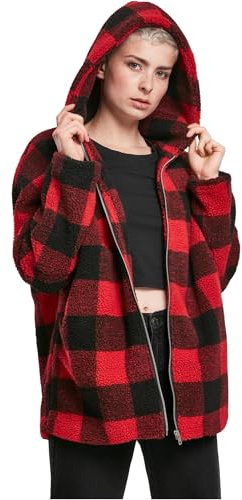 Urban Classics Women's Ladies Hooded Oversized Check Sherpa Jacket Jacket