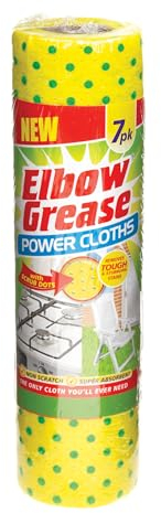 Elbow Grease Super Size Power Cloths with Scrub Dots | Washable & Reusable - Non-Scratch, Super Absorbent, Extra Thick Cleaning Cloth Wipes | Removes Tough & Stubborn Stains (Yellow, 7 Pack)