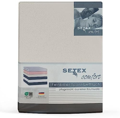 Setex - Feinbiber Bettlaken mit Gummizug kuschelig weich - Biber Spannbettlaken aus 100% Baumwolle mit rundum Spanngummi - Bettwäsche ganzjährig - Betttuch 200x200 cm Natur