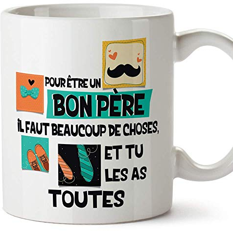 Mugffins Papa Tasse/Mug - pour être Un Bon père - Tasse Originale/Idee Fête des Pères/Cadeau Anniversaire/Future Papa. Céramique 350 ML