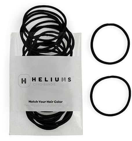 Heliums Dünne Haargummis, Schwarz, 2 mm, für dünnes Haar, 4,5 cm, mittlerer Halt, keine Beschädigung, Pferdeschwanzhalter, 40 Stück