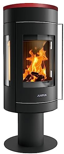 Justus 4827 37 Meva Kaminofen Stahl Schwarz/Topplatte Keramik Bordeauxrot/A
