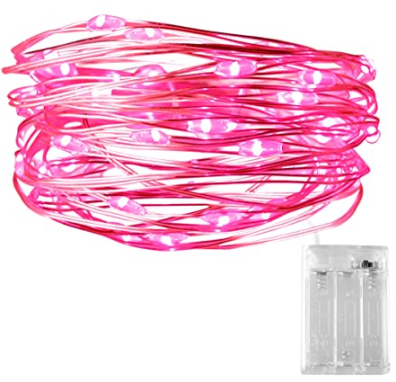 Dalugo Lichterkette Rosa, 3m 30 LED Lichterkette Batterie Klein für Weihnachten, Schlafzimmer, Party, Hochzeit