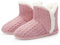 TUOBUQU Hausschuhe Damen Winter Warm Fuzzy House Knit Bootie Hausstiefel Damen Plüsch Hüttenschuhe für Indoor Rosa 38/39 EU