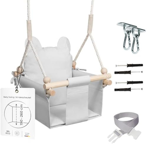 MAMOI® Babyschaukel, Baby schaukel Indoor, Kinderschaukel aus Holz, Holzschaukel für Kinder, Schaukeln für türrahmen, Swing, Kleinkinderschaukel ab 1 Jahr für Kinderzimmer