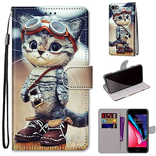 TOMYOU für iPhone 7 / iPhone 8 Hülle, rutschfeste Schutzhülle mit Kartenschlitz iPhone 7/ iPhone 8 Leder Flip Case für iPhone 7/ iPhone 8