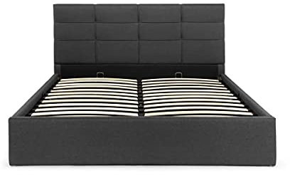 AVANTI TRENDSTORE, Calabria, Letto imbottito con contenitore idraulico con doghe in colore antracite misure 140x200cm