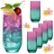 PLATINUX Lot de 6 verres à eau, à jus et à long drink - En verre multicolore - 360 ml (max. 440 ml)