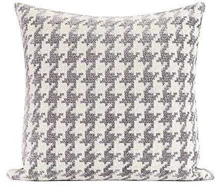 LLWYH Zierkissenbezug Dekorativen Kissenhüllen Hahnentritt-Kissenbezug Für Schlafzimmer Sofa Auto Wohnzimmer Hotel 50X50cm (Ohne Kern) Hellgrau