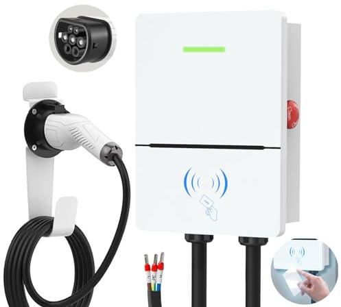 BELEY EV Ladegerät Typ 2-7KW 32A 220V EV Ladestation Charger IEC_61851-1 Standard Stecker Wasserdichter Auslaufsicherer Smart Swipe für alle Elektrofahrzeuge mit 8,5 m Kabel